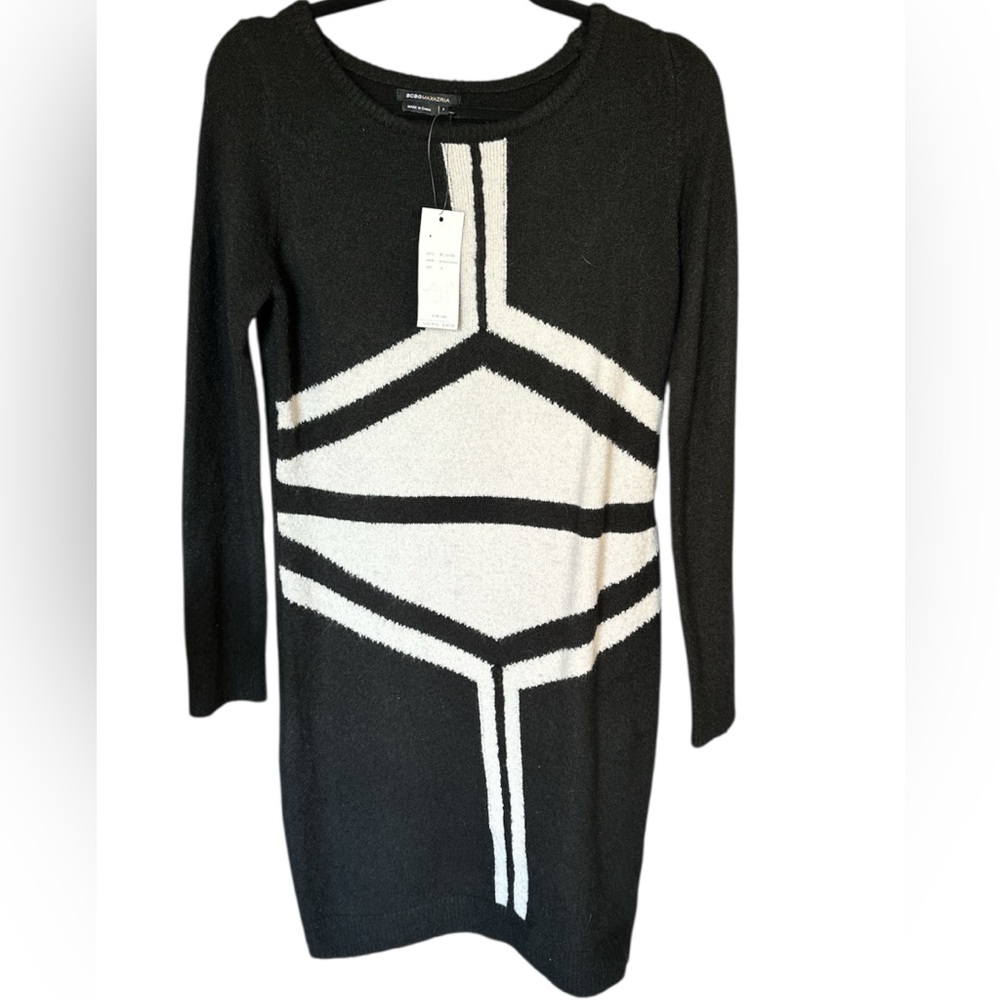 BCBGMAXAZRIA - Black and White Long Sleeve Dress